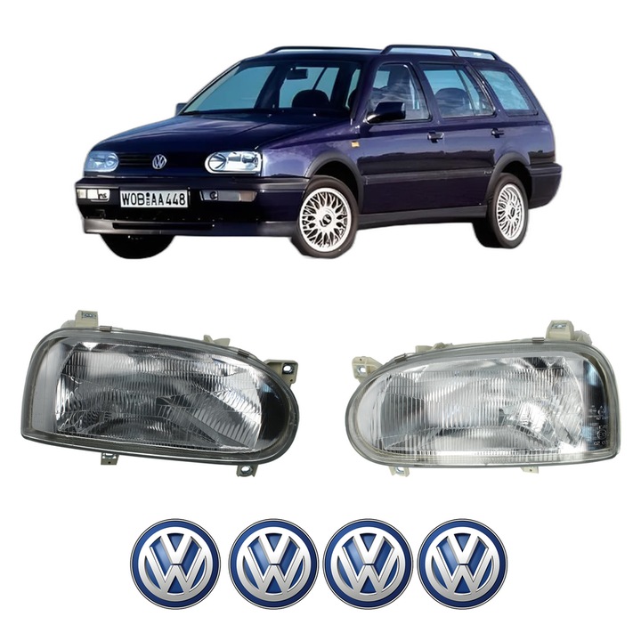 Set Faruri Stanga Dreapta Fata Volkswagen GOLF Van III Variant (1H5) din 1993-1999, Auto, TYC, 4x Stickere auto cu Volkswagen