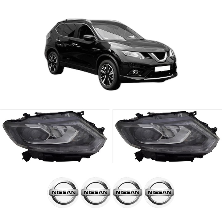 Set Faruri Stanga Dreapta Fata NISSAN X-TRAIL III (T32_, T32R, T32RR) din 2014-2016, Auto, TYC, 4x Stickere auto cu NISSAN