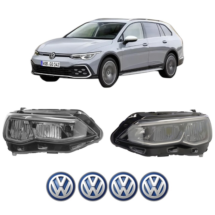Set Faruri Stanga Dreapta Fata Volkswagen GOLF ALLTRACK VIII (CG5) din 2020, Auto, DEPO, 4x Stickere auto cu Volkswagen