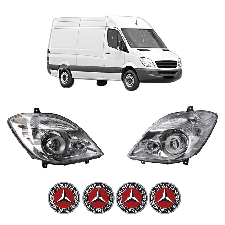Set Faruri Stanga Dreapta Fata MERCEDES-BENZ SPRINTER 3, 5-t Van (B906) din 2006-2018, Auto, DEPO, 4x Stickere auto cu MERCEDES-BENZ