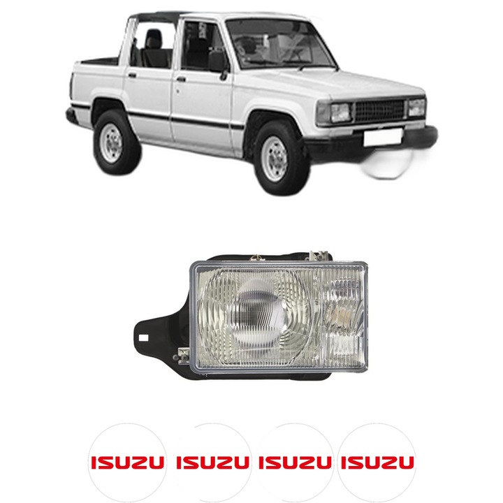Far Stanga Fata ISUZU TROOPER I Open Off-Road Vehicle (UBS) din 1983-1991, Auto, DEPO, 4x Stickere auto cu ISUZU