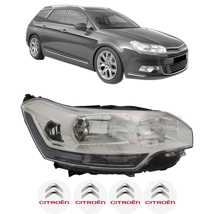 Far Dreapta Fata CITROEN C5 III Break (RW_) din 2008-2017, Auto, TYC, 4x Stickere auto cu CITROEN