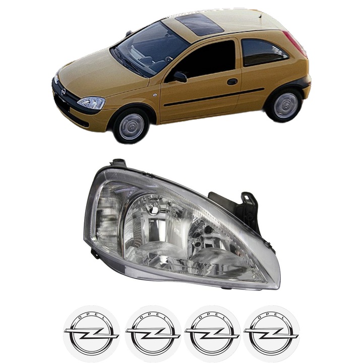 Far Dreapta Fata OPEL CORSA C (X01) din 2000-2009, Auto, DEPO, 4x Stickere auto cu OPEL