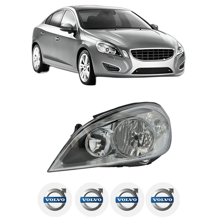 Far Stanga Fata VOLVO S60 II (134) din 2010-2018, Auto, DEPO, 4x Stickere auto cu VOLVO