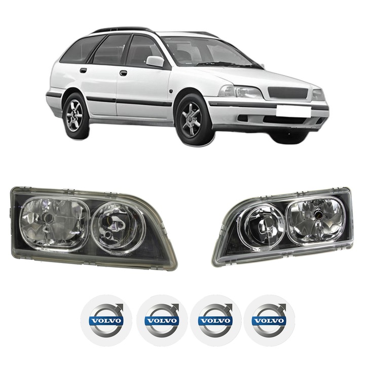 Set Faruri Stanga Dreapta Fata VOLVO V40 Estate (645) din 1995-2004, Auto, TYC, 4x Stickere auto cu VOLVO