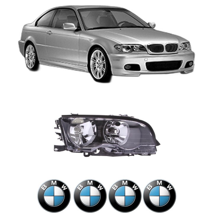 Far Dreapta Fata Bmw Seria 3 Coupe (E46) din 1998-2006, Auto, DEPO, 4x Stickere auto cu BMW