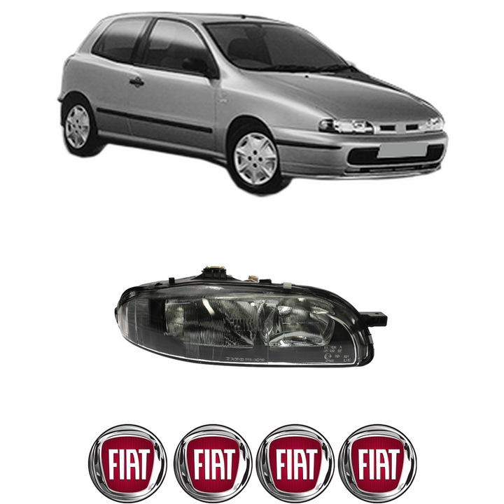Far Dreapta Fata FIAT BRAVO I (182_) din 1995-2001, Auto, DEPO, 4x Stickere auto cu FIAT