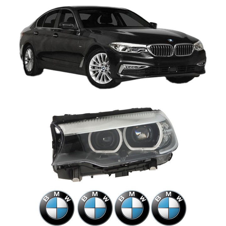 Far Stanga Fata Bmw Seria 5 (G30, F90) din 2016-2023, Auto, DEPO, 4x Stickere auto cu BMW