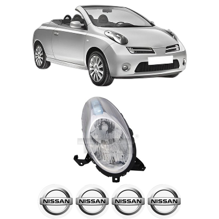 Far Dreapta Fata NISSAN MICRA C+C III (K12) din 2005-2010, Auto, TYC, 4x Stickere auto cu NISSAN