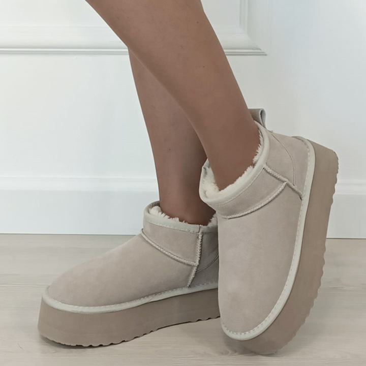 Бежови ботуши от естествена кожа 6391 113 18587, Бежов