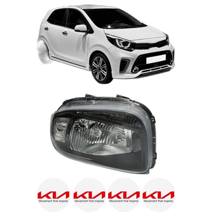 Far Stanga Fata KIA PICANTO III (JA) din 2017-2018, Auto, DEPO, 4x Stickere auto cu KIA