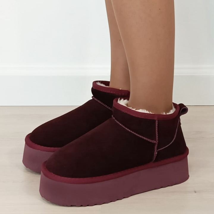 Ghete bordo din piele naturala B-6391 113 11182, Visiniu