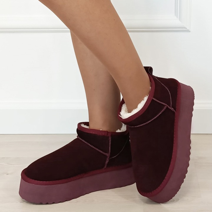 Ghete bordo din piele naturala 6391 113 18596, Bordeaux