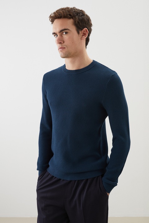 LC WAIKIKI, Pulover regular fit cu decolteu la baza gatului, Bleumarin, S