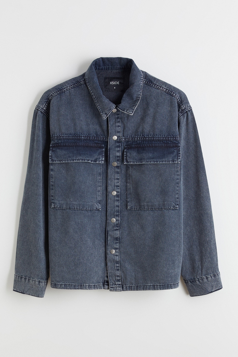 LC WAIKIKI, Camasa din denim cu buzunare cu clapa, Albastru inchis, L