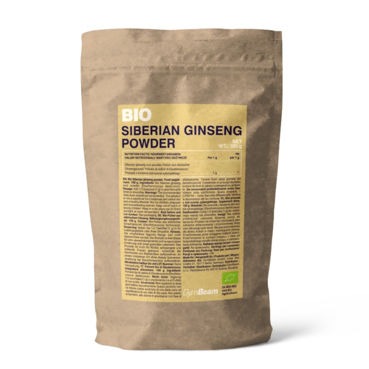 Supliment alimentar BIO Ginseng siberian pulbere, GymBeam, 100 g