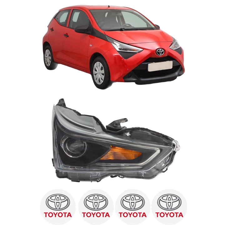 Far Dreapta Fata TOYOTA AYGO (_B4_) din 2014-2018, Auto, DEPO, 4x Stickere auto cu TOYOTA