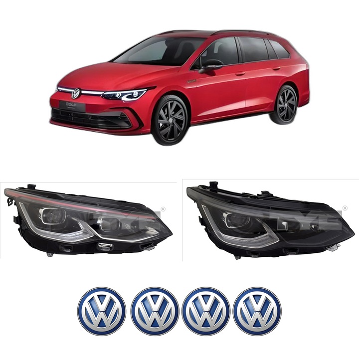 Set Faruri Stanga Dreapta Fata Volkswagen GOLF VIII Variant (CG5, DB5) din 2020-2024, Auto, TYC, 4x Stickere auto cu Volkswagen