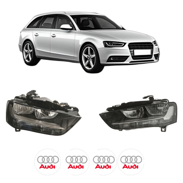 Set Faruri Stanga Dreapta Fata AUDI A4 B8 Avant (8K5) din 2007-2015, Auto, DEPO, 4x Stickere auto cu AUDI