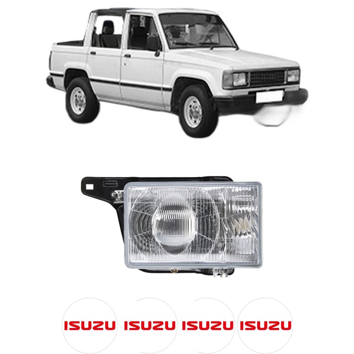Far Dreapta Fata ISUZU TROOPER I Open Off-Road Vehicle (UBS) din 1983-1991, Auto, DEPO, 4x Stickere auto cu ISUZU
