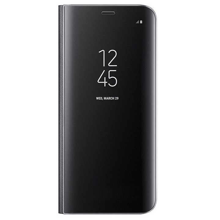 Калъф Flip Wallet Oгледален Eфект за Samsung Galaxy A7 2018, Черно