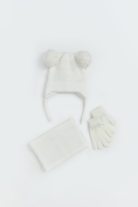 LC WAIKIKI, Set de caciula, fular circular si manusi, Crem, 98-110 CM