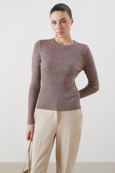 LC WAIKIKI, Pulover slim fit cu aspect stralucitor, Grej