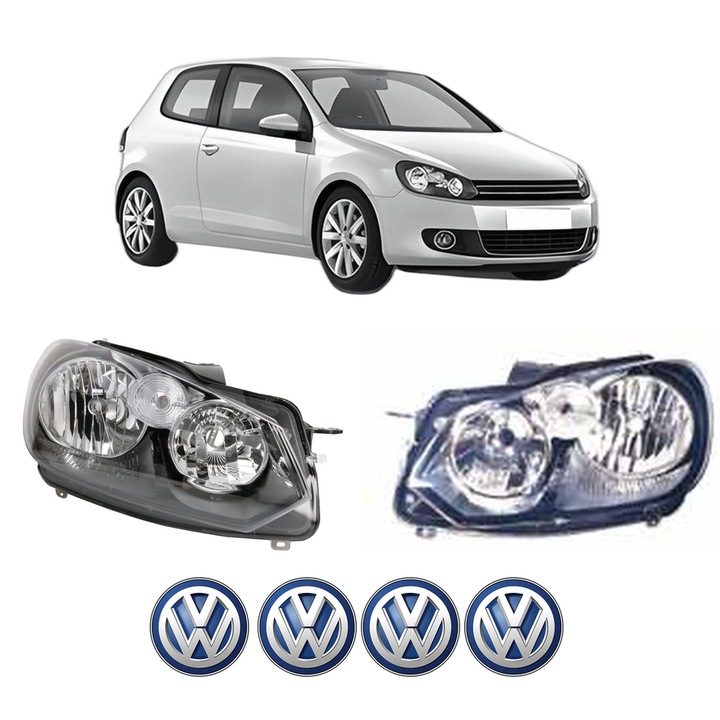 Set Faruri Stanga Dreapta Fata Volkswagen GOLF VI (5K1) din 2008-2013, Auto, TYC, 4x Stickere auto cu Volkswagen