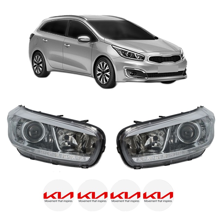 Set Faruri Stanga Dreapta Fata KIA CEED Sportswagon (CD) din 2018-2024, Auto, DEPO, 4x Stickere auto cu KIA