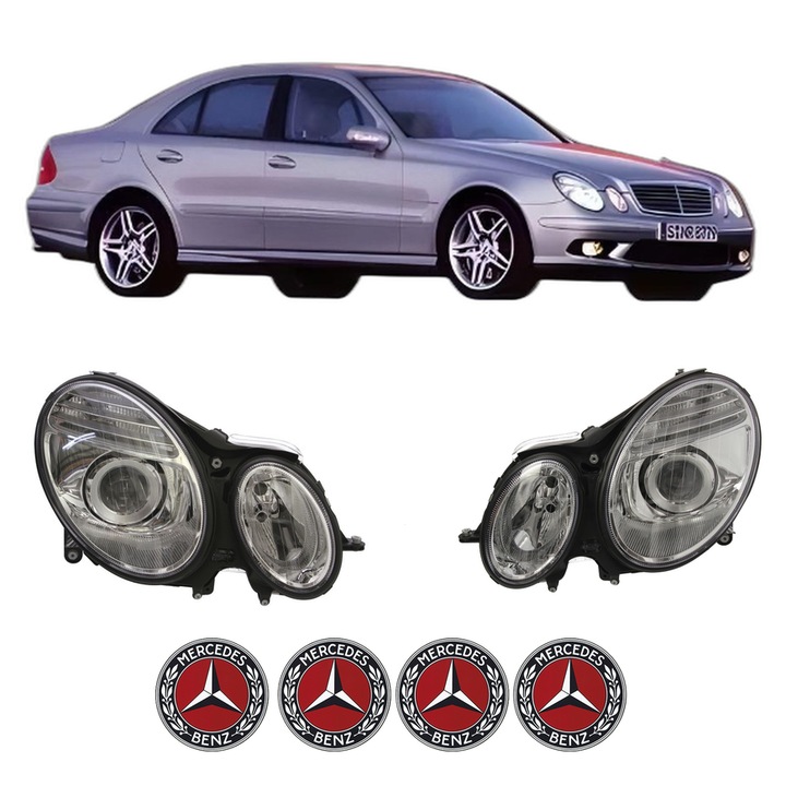 Set Faruri Stanga Dreapta Fata MERCEDES-BENZ E-CLASS (W211) din 2002-2008, Auto, DEPO, 4x Stickere auto cu MERCEDES-BENZ