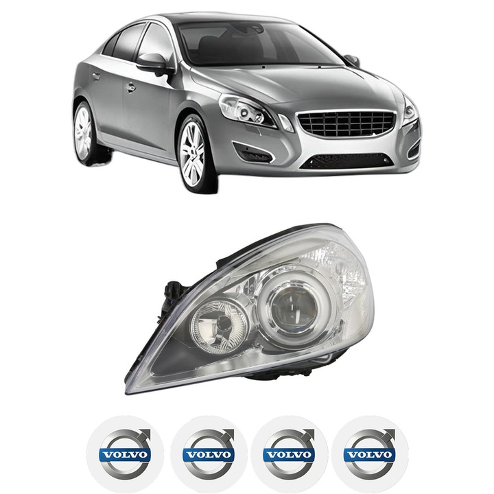 Far Stanga Fata VOLVO S60 II (134) din 2010-2018, Auto, DEPO, 4x Stickere auto cu VOLVO