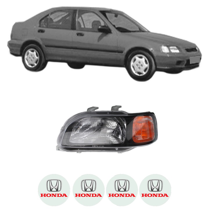 Far Stanga Fata HONDA CIVIC VI Fastback (MA, MB) din 1994-2001, Auto, DEPO, 4x Stickere auto cu HONDA