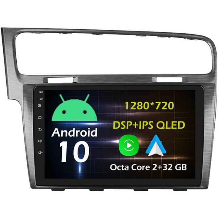 Navigație GPS Bestycar pentru Volkswagen Golf 7, 10" HD Touch, 1GB RAM, 32GB ROM, Carplay, Bluetooth