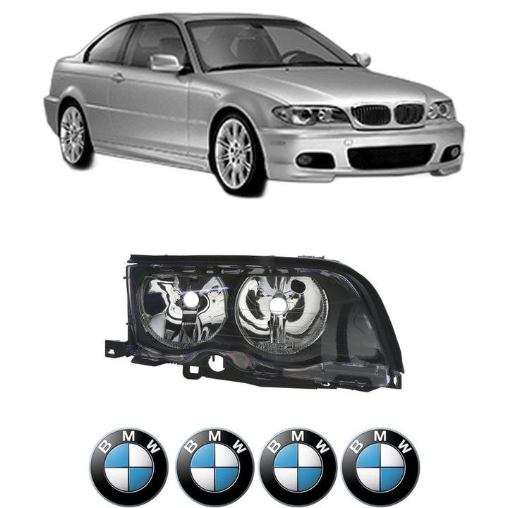 Far Dreapta Fata Bmw Seria 3 Coupe (E46) din 1998-2006, Auto, TYC, 4x Stickere auto cu BMW