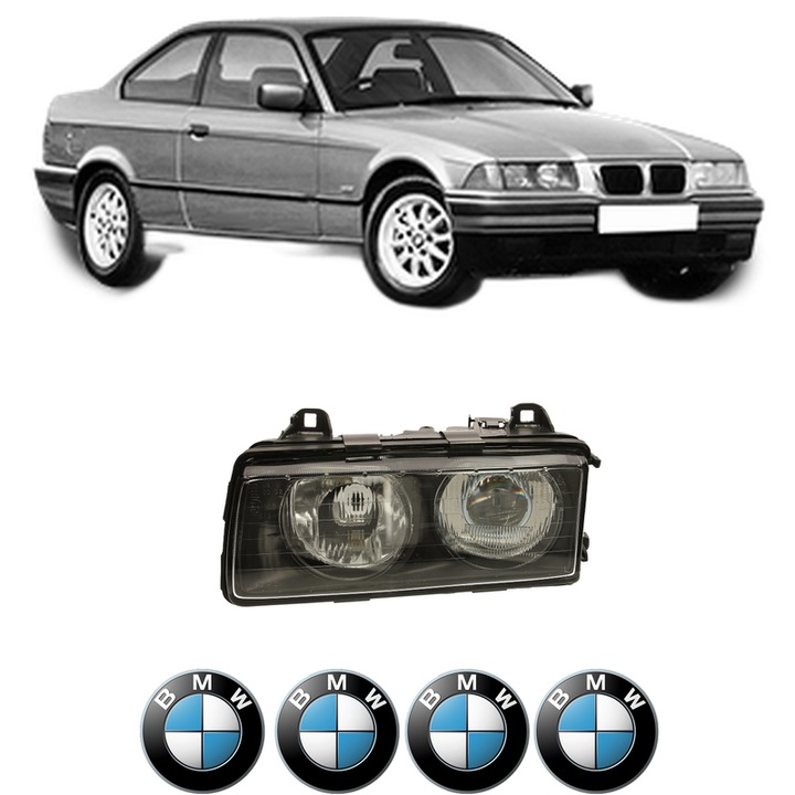 Far Stanga Fata Bmw Seria 3 (E36) din 1990-1998, Auto, DEPO, 4x Stickere auto cu BMW