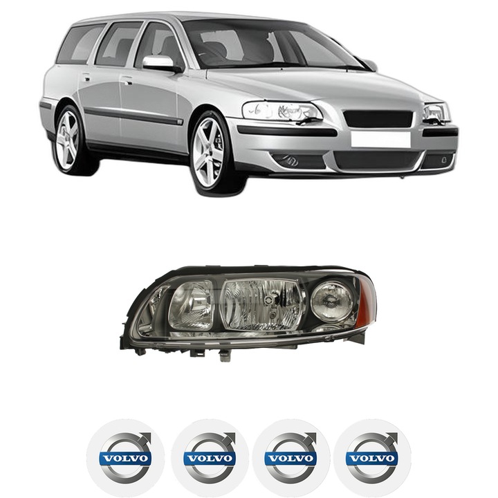 Far Stanga Fata VOLVO V70 II (285) din 1999-2008, Auto, DEPO, 4x Stickere auto cu VOLVO