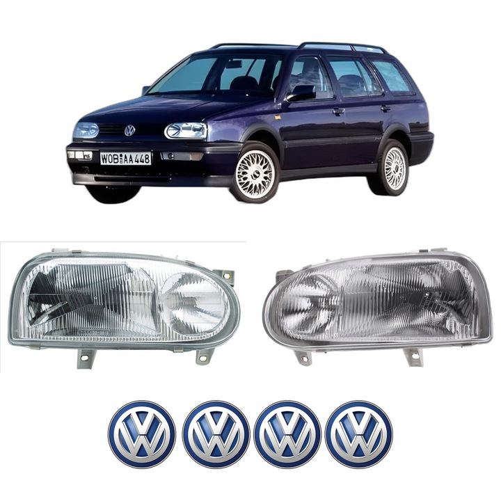 Set Faruri Stanga Dreapta Fata Volkswagen GOLF Van III Variant (1H5) din 1993-1999, Auto, TYC, 4x Stickere auto cu Volkswagen