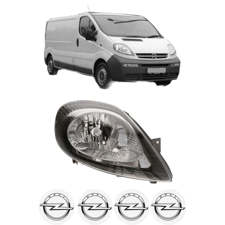 Far Dreapta Fata OPEL VIVARO A Van (X83) din 2001-2014, Auto, DEPO, 4x Stickere auto cu OPEL