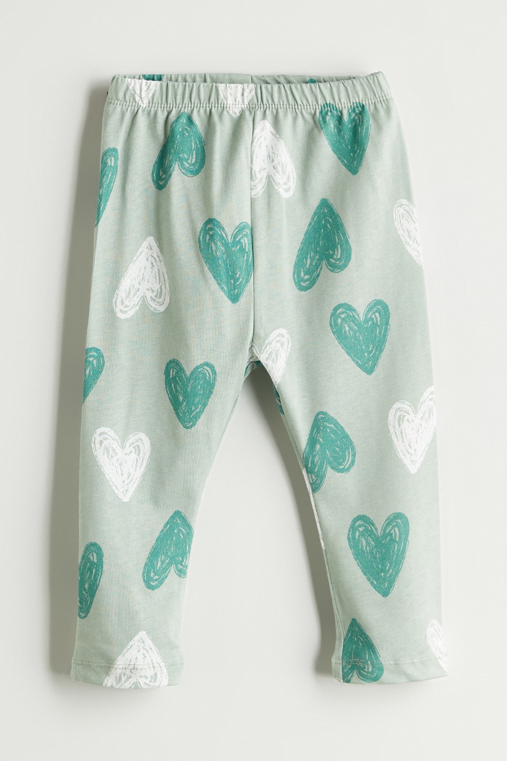 LC WAIKIKI, Pantaloni lungi de pijama cu inimi, Verde pal, 62-68 CM