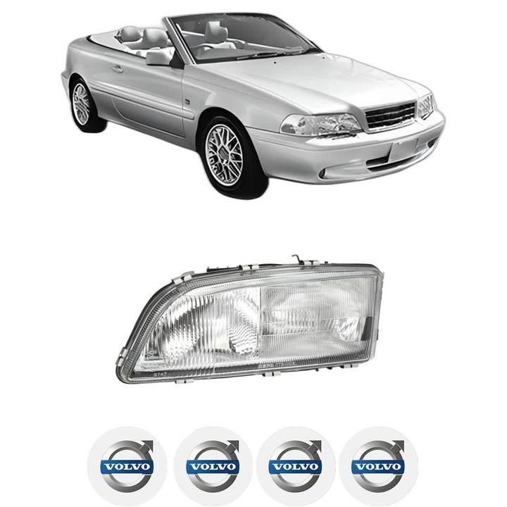 Far Stanga Fata VOLVO C70 I Convertible (873) din 1998-2005, Auto, DEPO, 4x Stickere auto cu VOLVO