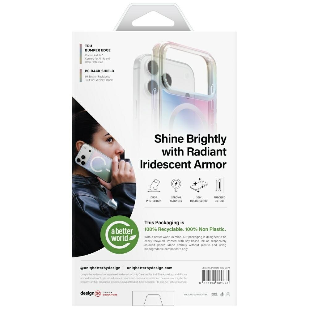 Carcasa Uniq Iridescia cu MagSafe compatibila cu iPhone 17 Pro Max, Multicolor