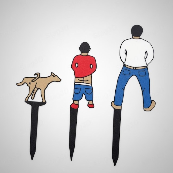 Декоративни фигурки за саксии, забавен 3D дизайн, комплект от 3 броя, многоцветни