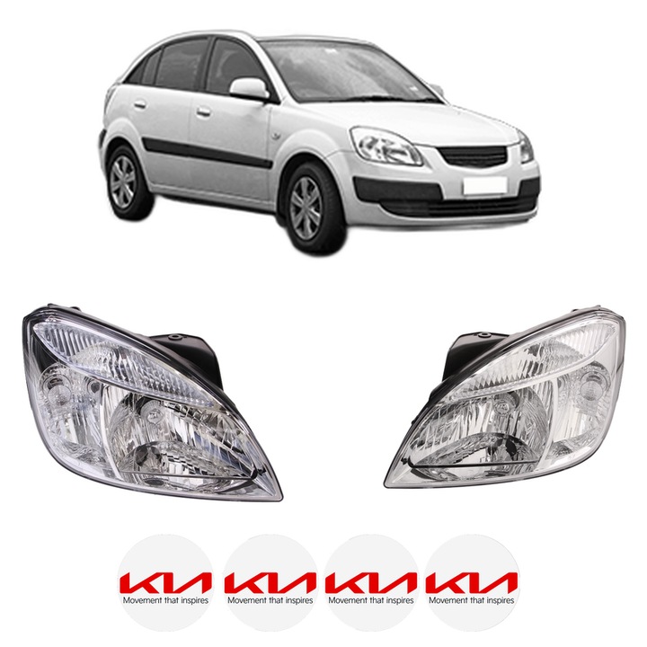 Set Faruri Stanga Dreapta Fata KIA RIO II (JB) din 2005-2011, Auto, DEPO, 4x Stickere auto cu KIA
