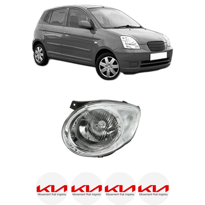 Far Stanga Fata KIA PICANTO I (SA) din 2004-2011, Auto, DEPO, 4x Stickere auto cu KIA