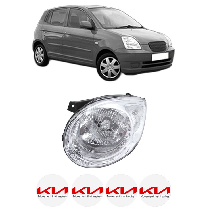 Far Stanga Fata KIA PICANTO I (SA) din 2004-2011, Auto, DEPO, 4x Stickere auto cu KIA
