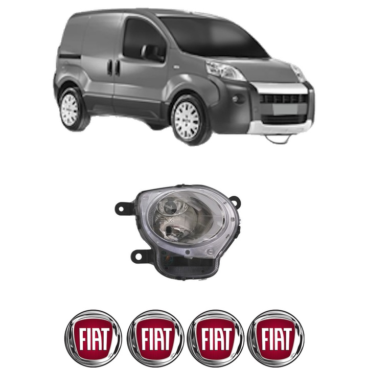 Far Dreapta Fata FIAT 500 (312_) din 2007-2021, Auto, DEPO, 4x Stickere auto cu FIAT