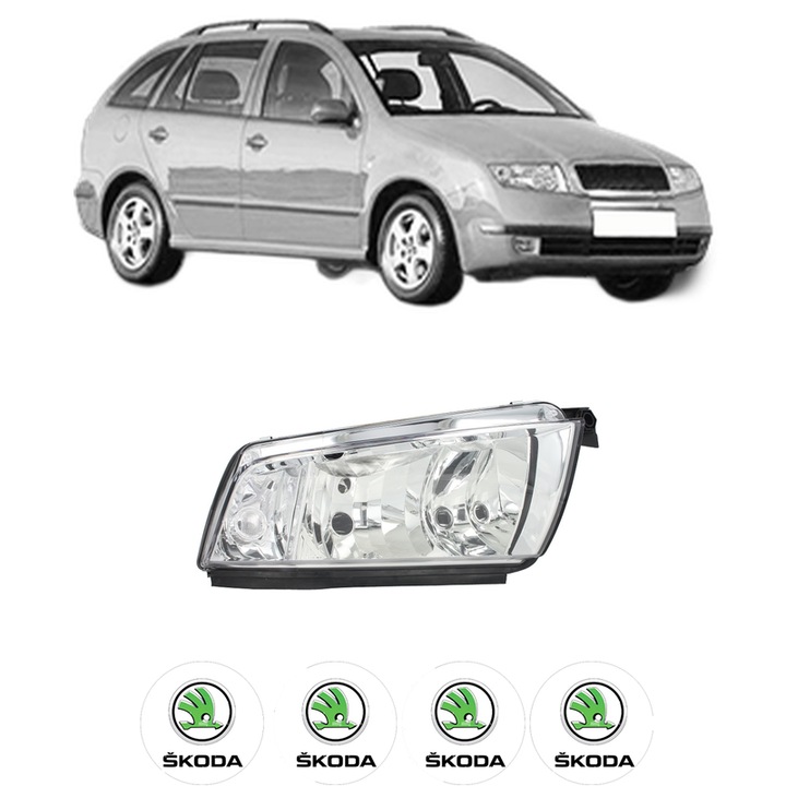 Far Stanga Fata SKODA FABIA I Combi (6Y5) din 2000-2007, Auto, DEPO, 4x Stickere auto cu SKODA