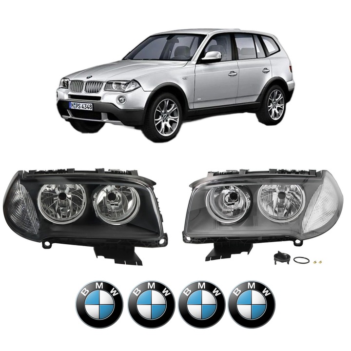 Set Faruri Stanga Dreapta Fata BMW Seria X3 (E83) din 2003-2011, Auto, DEPO, 4x Stickere auto cu BMW