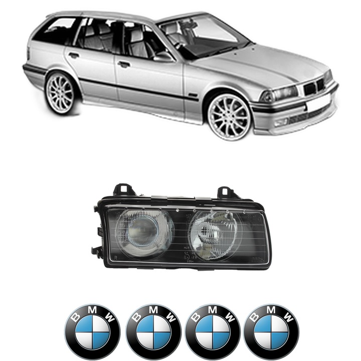 Far Dreapta Fata Bmw Seria 3 Touring (E36) din 1995-1999, Auto, DEPO, 4x Stickere auto cu BMW