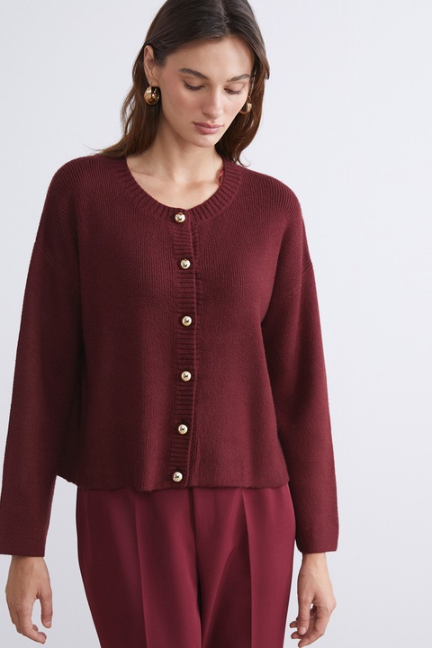 LC WAIKIKI, Cardigan din amestec de viscoza, Visiniu, XS-S